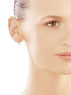 Kolczyki z żółtego złota z diamentami - 0,006 ct - próba 375