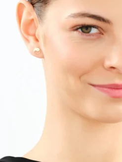 Kolczyki z żółtego złota z diamentami -  yin yang - 0,008 ct - próba 375