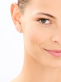 Kolczyki z żółtego złota z diamentami - liście - 0,01 ct - próba 375