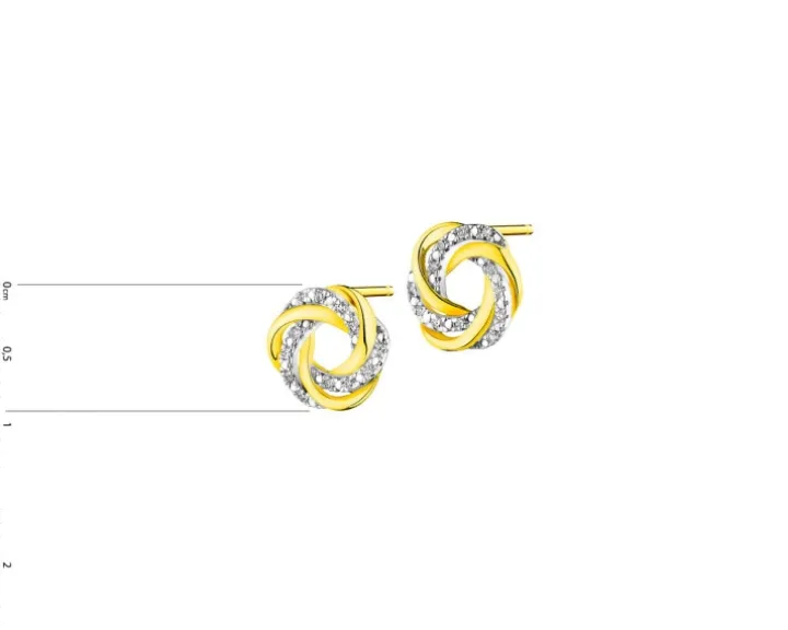 Kolczyki z żółtego złota z diamentami - 0,05 ct - próba 585