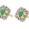 Kolczyki z żółtego złota z diamentami i szmaragdami - próba 585