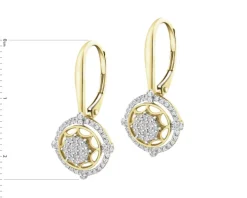 Kolczyki z żółtego złota z diamentami - koniczyny - 0,02 ct - próba 375