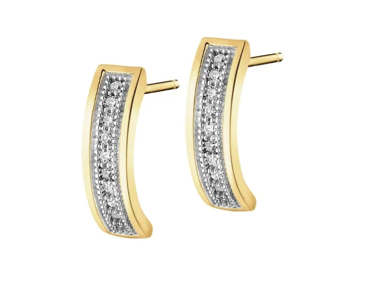 Kolczyki z żółtego złota z diamentami - 0,07 ct - próba 585
