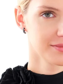 Kolczyki z żółtego złota z diamentami i szafirami - próba 585