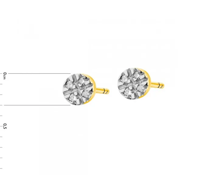 Kolczyki z żółtego złota z diamentami i cytrynami - próba 375
