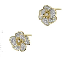 Kolczyki z żółtego złota z diamentami - rozeta - 0,40 ct - próba 585