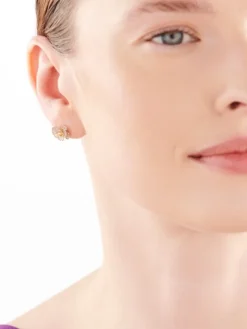 Kolczyki z żółtego złota z diamentami - rozeta - 0,40 ct - próba 585