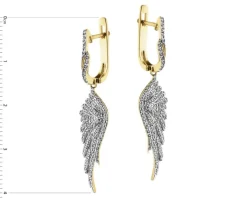 Kolczyki z żółtego złota z diamentami - skrzydła - 0,42 ct - próba 585