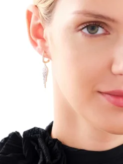 Kolczyki z żółtego złota z diamentami - skrzydła - 0,42 ct - próba 585