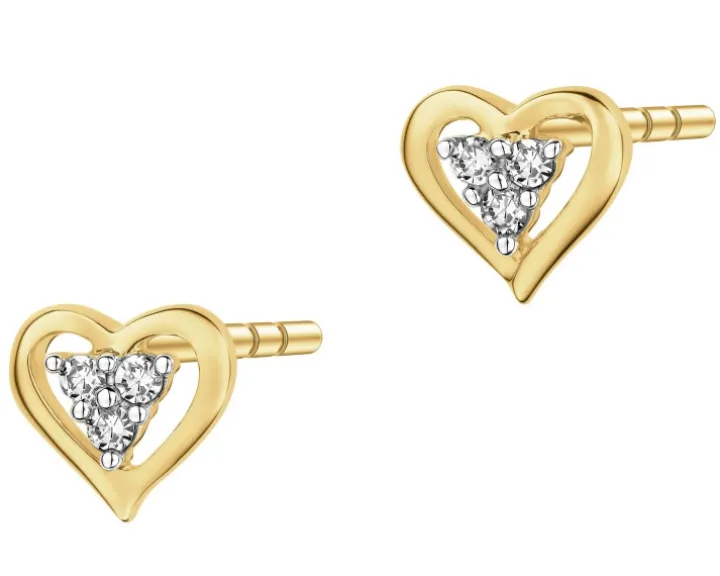 Kolczyki z żółtego złota z diamentami - 0,33 ct - próba 585