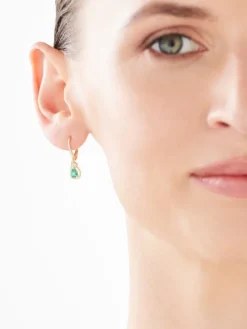 Kolczyki z żółtego złota z diamentami i szmaragdami - próba 585