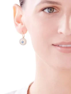 Kolczyki z żółtego złota z diamentami - koniczyny - 0,005 ct - próba 375