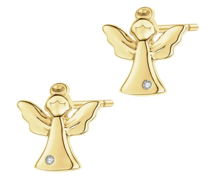 Kolczyki z żółtego złota z diamentami - 0,44 ct - próba 585