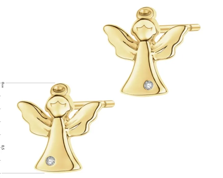 Kolczyki z żółtego złota z diamentami - 0,44 ct - próba 585