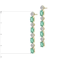 Kolczyki z żółtego złota z diamentami i szmaragdami - próba 585