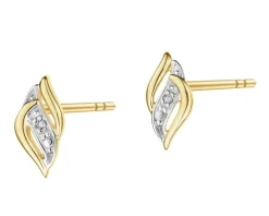 Kolczyki z żółtego złota z diamentami - 0,004 ct - próba 585