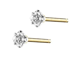 Kolczyki z żółtego złota z diamentami - 0,006 ct - próba 375