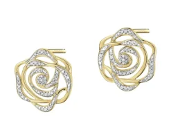 Kolczyki z żółtego złota z diamentami - kwiaty, róże - 0,25 ct - próba 585