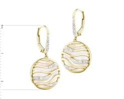 Kolczyki z żółtego złota z diamentami i masą perłową - próba 585