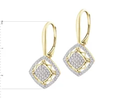 Kolczyki z żółtego złota z diamentami - serca - 0,006 ct - próba 585