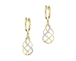 Kolczyki z żółtego złota z diamentami - 0,05 ct - próba 375