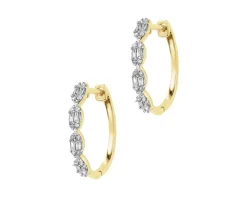 Kolczyki z żółtego złota z diamentami - 0,15 ct - próba 585