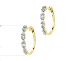 Kolczyki z żółtego złota z diamentami - 0,15 ct - próba 585