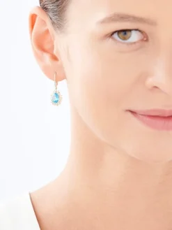 Kolczyki z żółtego złota z diamentami i topazami - próba 585