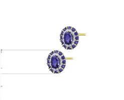 Kolczyki z żółtego złota z diamentami i szafirami syntetycznymi - próba 585