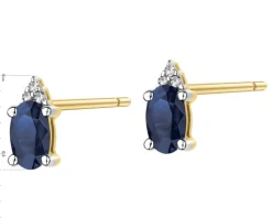 Kolczyki z żółtego złota z diamentami i szafirami - próba 375