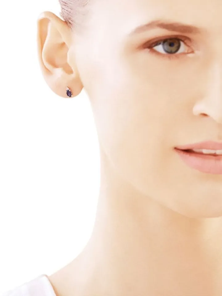 Kolczyki z żółtego złota z diamentami i szafirami - próba 375