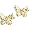 Kolczyki z żółtego złota z diamentami - motyle - 0,05 ct - próba 375