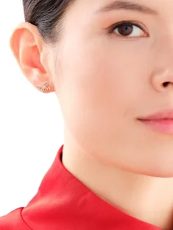 Kolczyki z żółtego złota z diamentami - motyle - 0,05 ct - próba 375