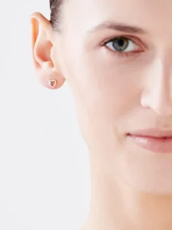 Kolczyki z żółtego złota z diamentami - serca - 0,01 ct - próba 375