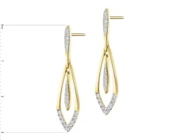Kolczyki z żółtego złota z diamentami - 0,15 ct - próba 585