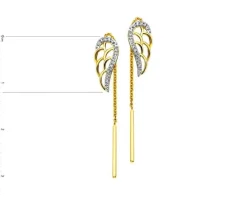 Kolczyki z żółtego złota z diamentami - skrzydła - 0,02 ct - próba 375