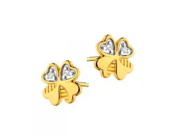 Kolczyki z żółtego złota z diamentami i perłami - próba 585