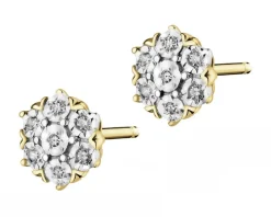 Kolczyki z żółtego  złota z diamentami - 0,04 ct - próba 375