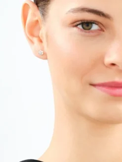 Kolczyki z żółtego złota z diamentami - 0,04 ct - próba 375