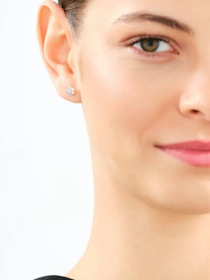 Kolczyki z żółtego złota z diamentami - 0,04 ct - próba 375