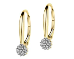 Kolczyki z żółtego złota z diamentami i rubinami - próba 375