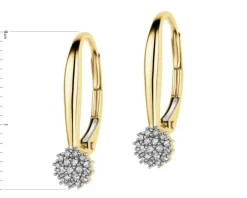 Kolczyki z żółtego złota z diamentami i rubinami - próba 375