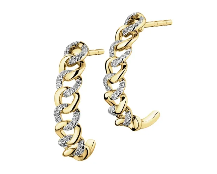 Kolczyki z żółtego złota z diamentami - 0,15 ct - próba 585