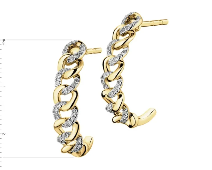 Kolczyki z żółtego złota z diamentami - 0,15 ct - próba 585
