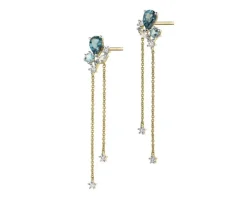 Kolczyki z żółtego złota z diamentami i topazami - próba 375