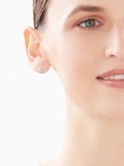 Kolczyki z żółtego złota z diamentami i topazami - serca - próba 585