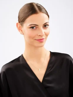 Kolczyki z żółtego złota z diamentami - 0,008 ct - próba 375