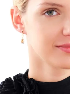 Kolczyki z żółtego złota z diamentami i cytrynami - próba 375