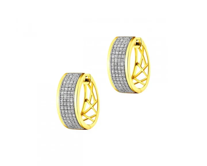 Kolczyki z żółtego złota z diamentami i cytrynami - próba 375