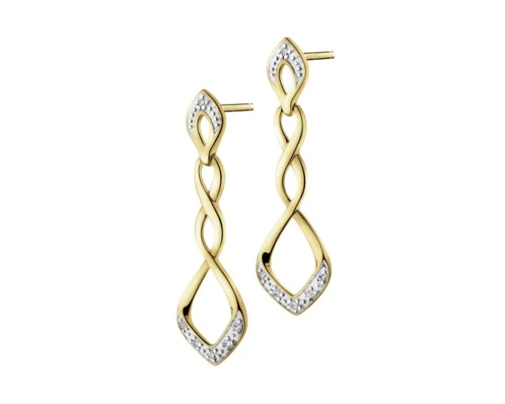 Kolczyki z żółtego złota z diamentami - 0,04 ct - próba 375